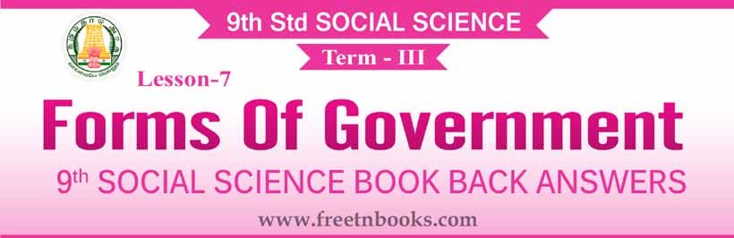 9th Standard Social Science Guide in English | Forms of Government